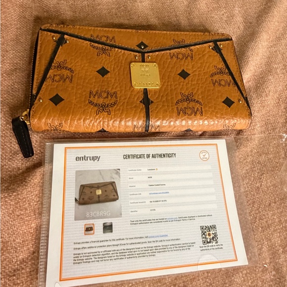 MCM Cognac Visetos Zip around Wallet - Picture 16 of 16